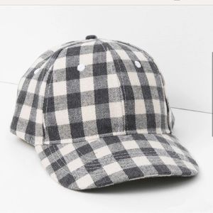NWOT Gray and White Gingham Style Checkered Adjustable Hat Cocus Pocus Buffalo